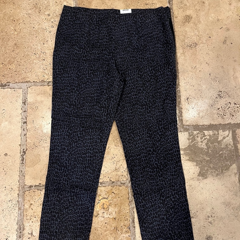 Black cheetah print work pants